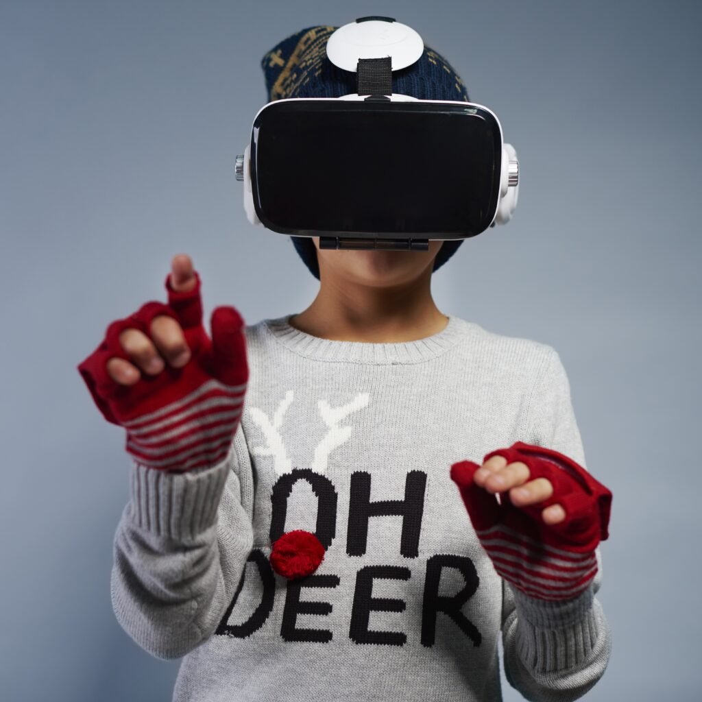 Child using virtual reality glasses