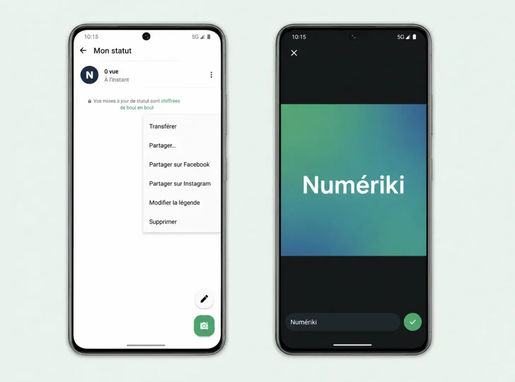Exemple de légende WhatsApp corrigée après publication