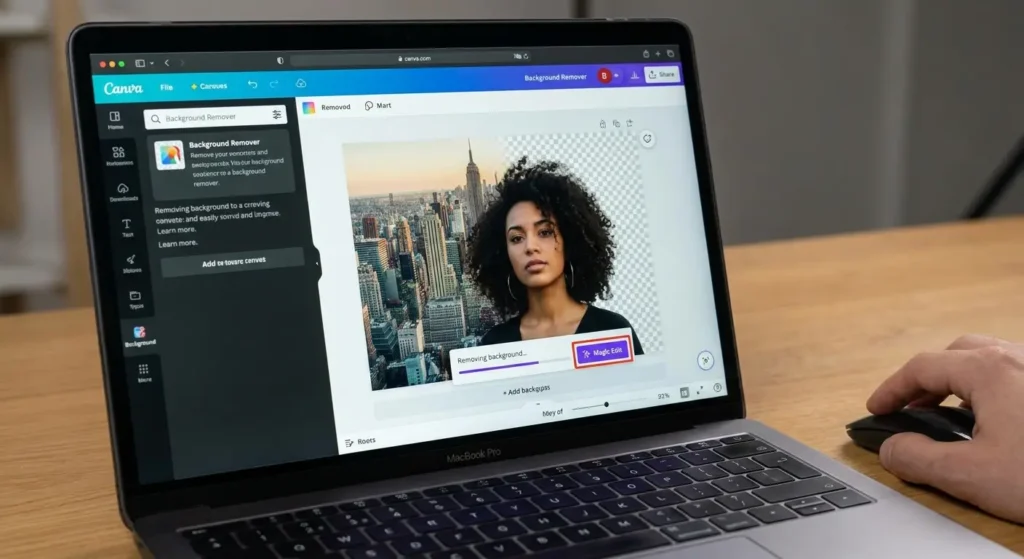 fonctions Canva : suppression d'arrière-plan et IA générative 
