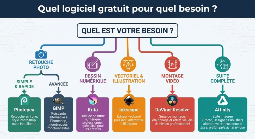 quel logiciel gratuit choisir pour remplacer Adobe selon son besoin