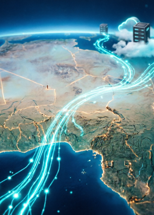 Carte numérique d'Afrique de l'Ouest illustrant la régulation de l'intelligence artificielle et la protection des données au Bénin et au Sénégal