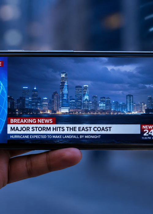 Smartphone affichant une chaîne TV en direct grâce à la technologie 5G Broadcast, sans Wi-Fi ni carte SIM