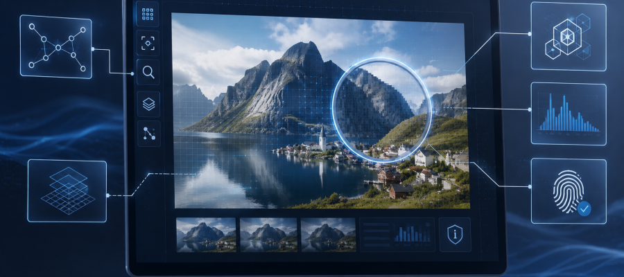 Illustration d’un outil de vérification d’image générée par intelligence artificielle