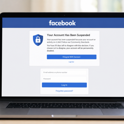 Compte Facebook désactivé ou suspendu sur écran de connexion