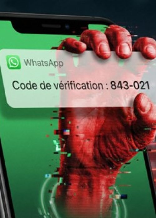 Illustration d'une tentative de piratage WhatsApp via la demande frauduleuse du code de vérification à 6 chiffres.