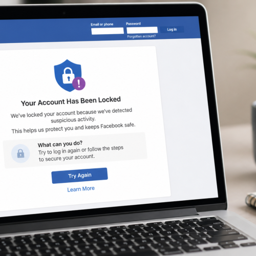 Compte Facebook verrouillé ou restreint sur écran de connexion
