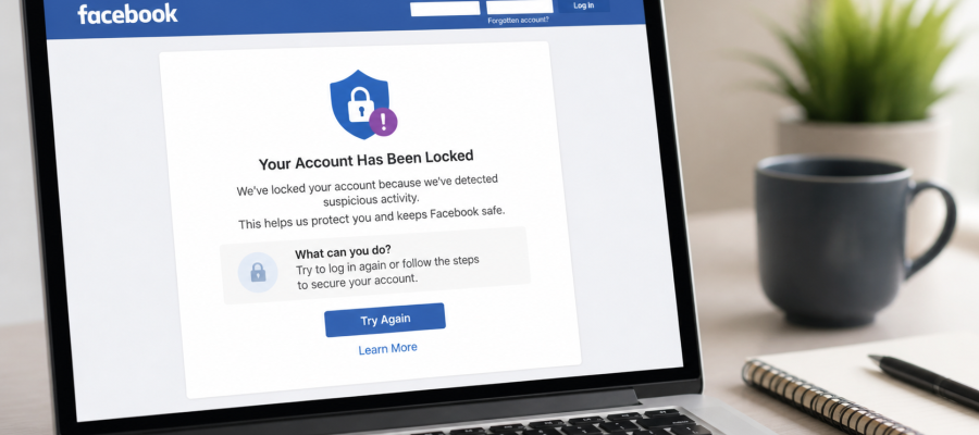 Compte Facebook verrouillé ou restreint sur écran de connexion