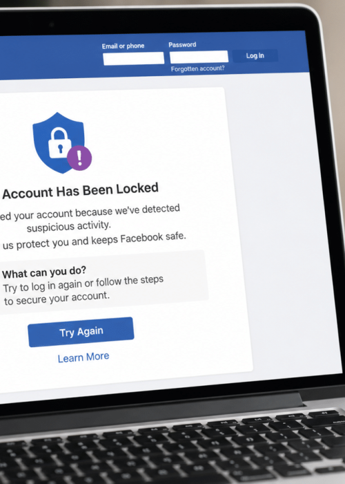 Compte Facebook verrouillé ou restreint sur écran de connexion