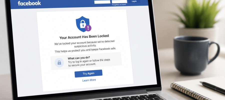 Compte Facebook verrouillé ou restreint sur écran de connexion